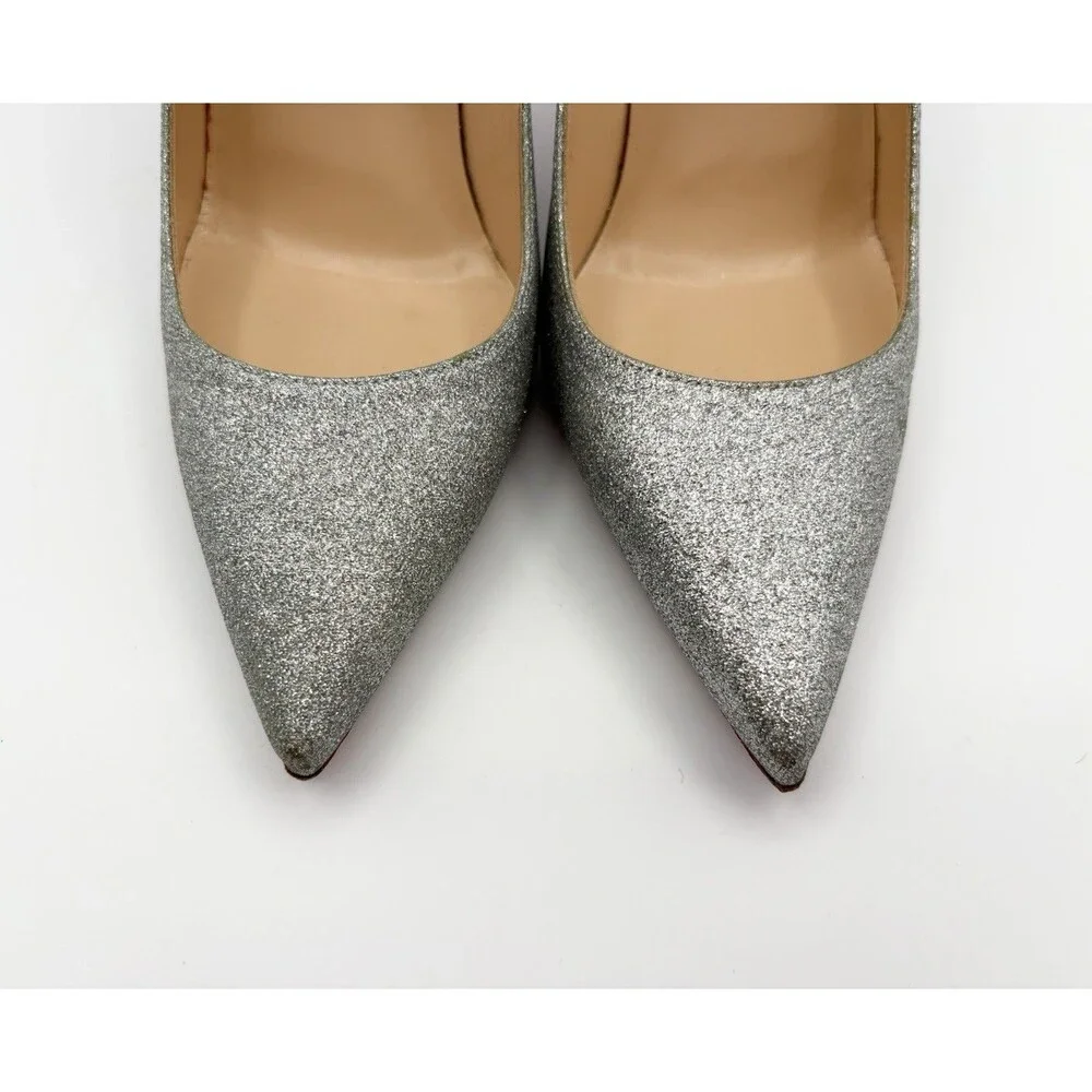 Christian Louboutin Sparkling Silver Heels - Picture 5 of 16